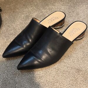 Franco Sarto Black Pointed-Toe Mules